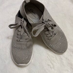 Clarks Women's Slip-On Knit Sneakers in Taupe